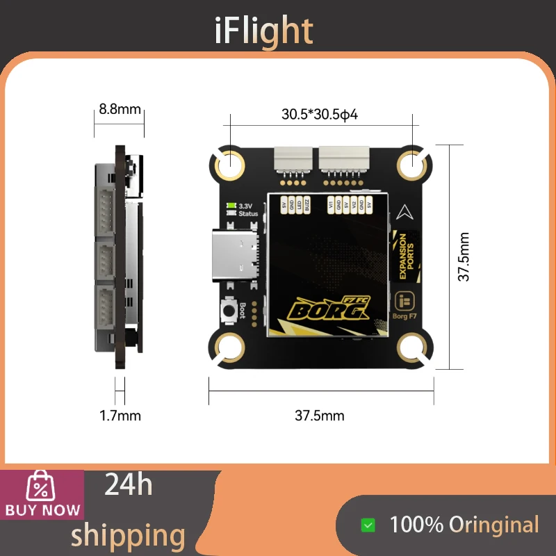 iFlight Borg F7 Flight Stack, F722 Flight Controller + 60A ESC, 4-6S High Performance FPV Drone Power Combo