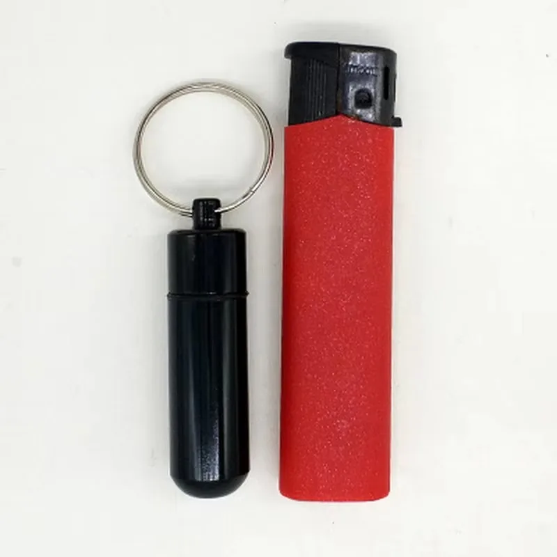 2pcs Outdoor Pills Organizer Aluminum Alloy Keychain Mini Medicine Jar First Aid Pills Bottle Fashion Key Chains Random Color