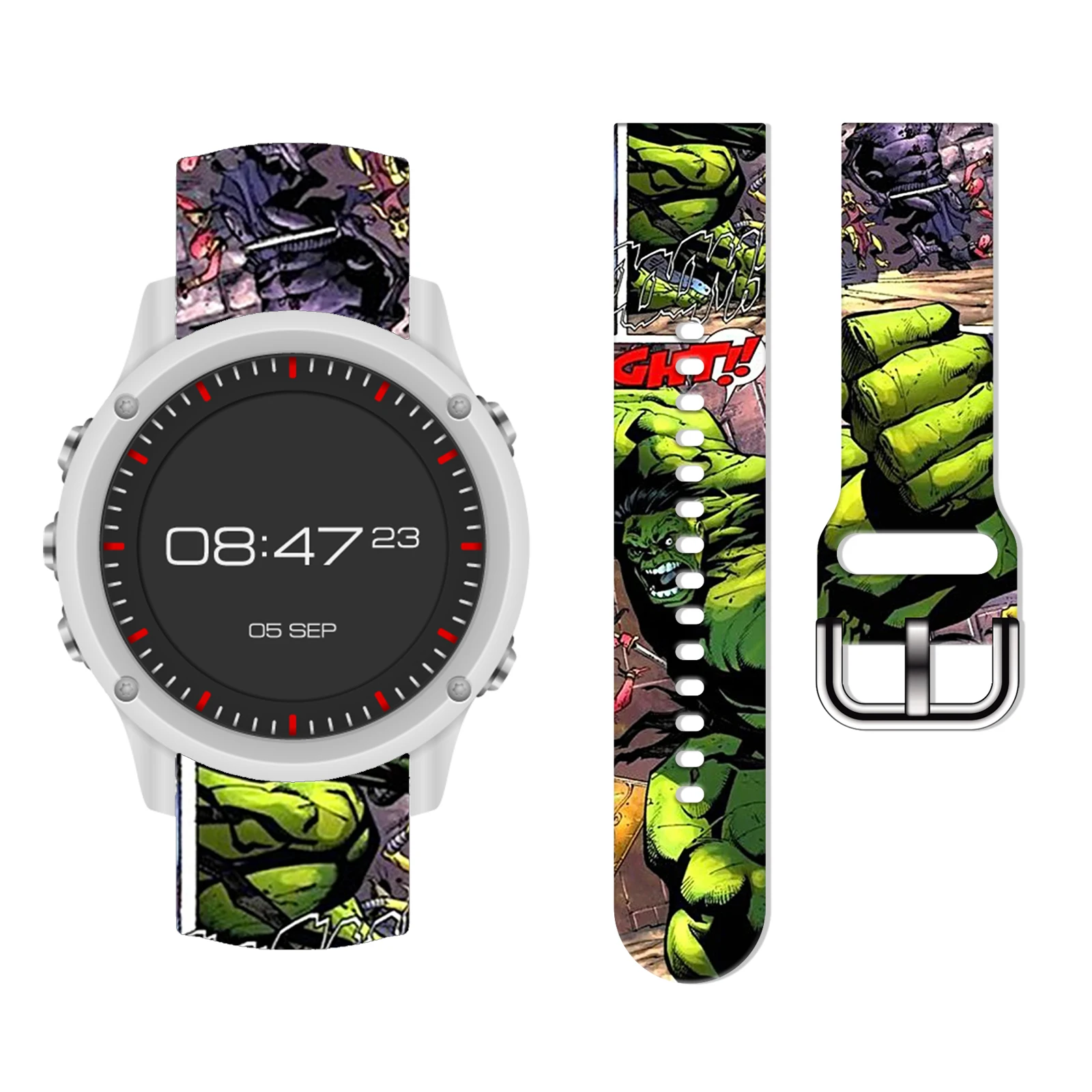 Disney The Hulk 20mm Printed Strap for Samsung Galaxy Watch 6/5 40mm 44mm Band Replaceable Bracelet for Amazfit Balance 45mm