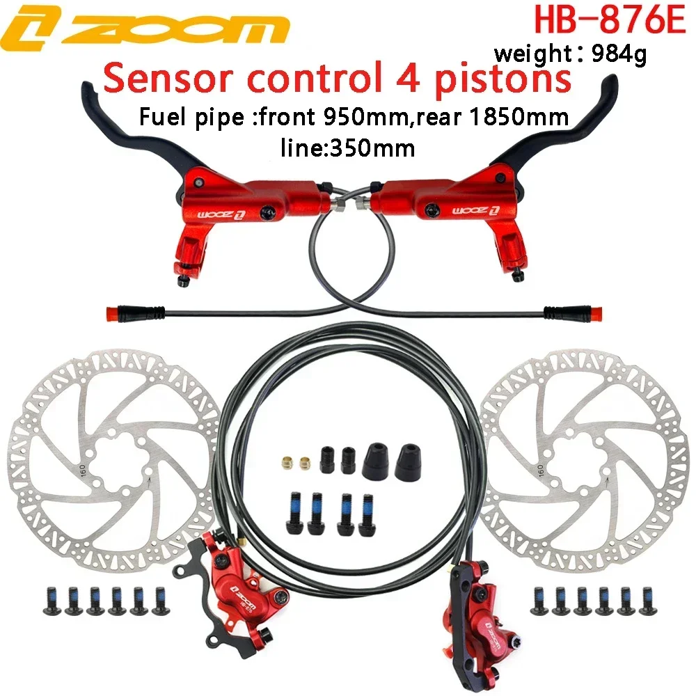 

ZOOM HB-876E Electric Bicycle Four Piston Oil Hydraulic Brakes 950/1850mm 2300mm Li-Po Bike Power-off Function Disc Brake Set