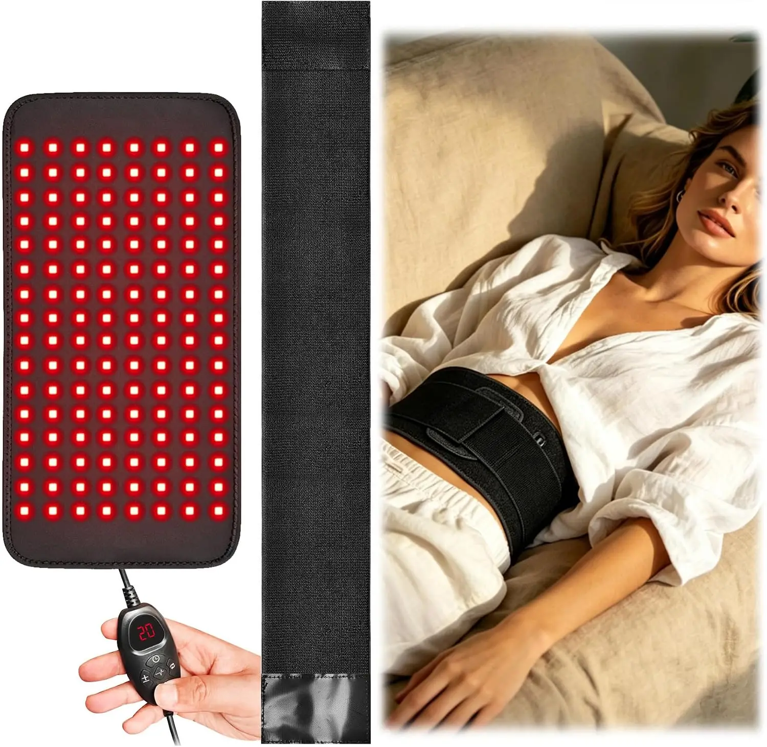 Red Light Therapy for Body,120 LEDs 660&850nm Infrared Light Therapy Pad,Wearable Belt for Back Hip Shoulder Muscle Relaxation