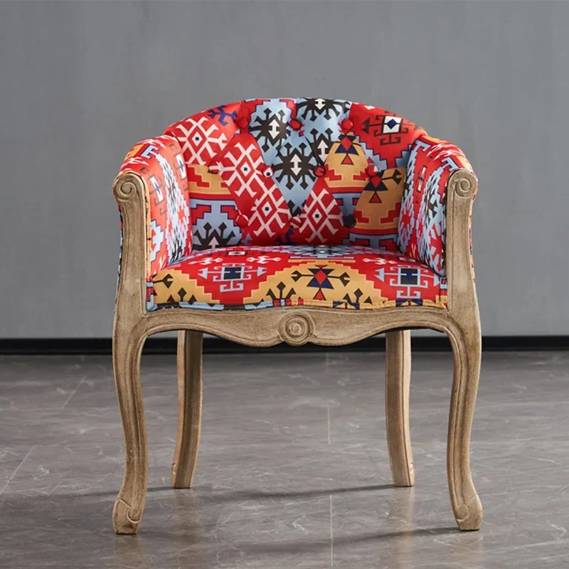 European Hotel Dining Chair, Leisure Sofa Chair, Solid Wood Antique Dining Chair, Living Room Leisure Sofa,Support Customization image 3