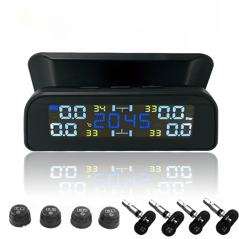 New T12 Automotive Solar Wireless Tire Pressure Monitor System TPMS Has Built-in Car Tire Temperature Detection