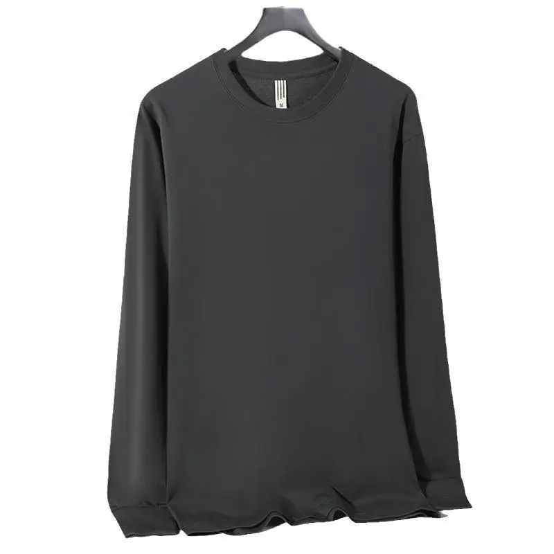 230g Threaded Round Neck Long Sleeved T-shirt With Personalized Printed Logo For Men Loose 100% Cotton Base Couple Shirt