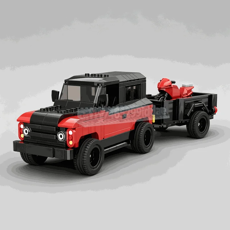 548PCS Off Road Defender Vehicle Model With Two Trailers MOC Car Custom Puzzle DIY Assembly Building Blocks Toy Collection Gift
