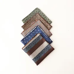 23cm Retro Luxury Men's Suit Pocket Square Digit Brown Flower Striped Handkerchief Silk Hanky Gentleman Towel Tuxedo Cravat Gift