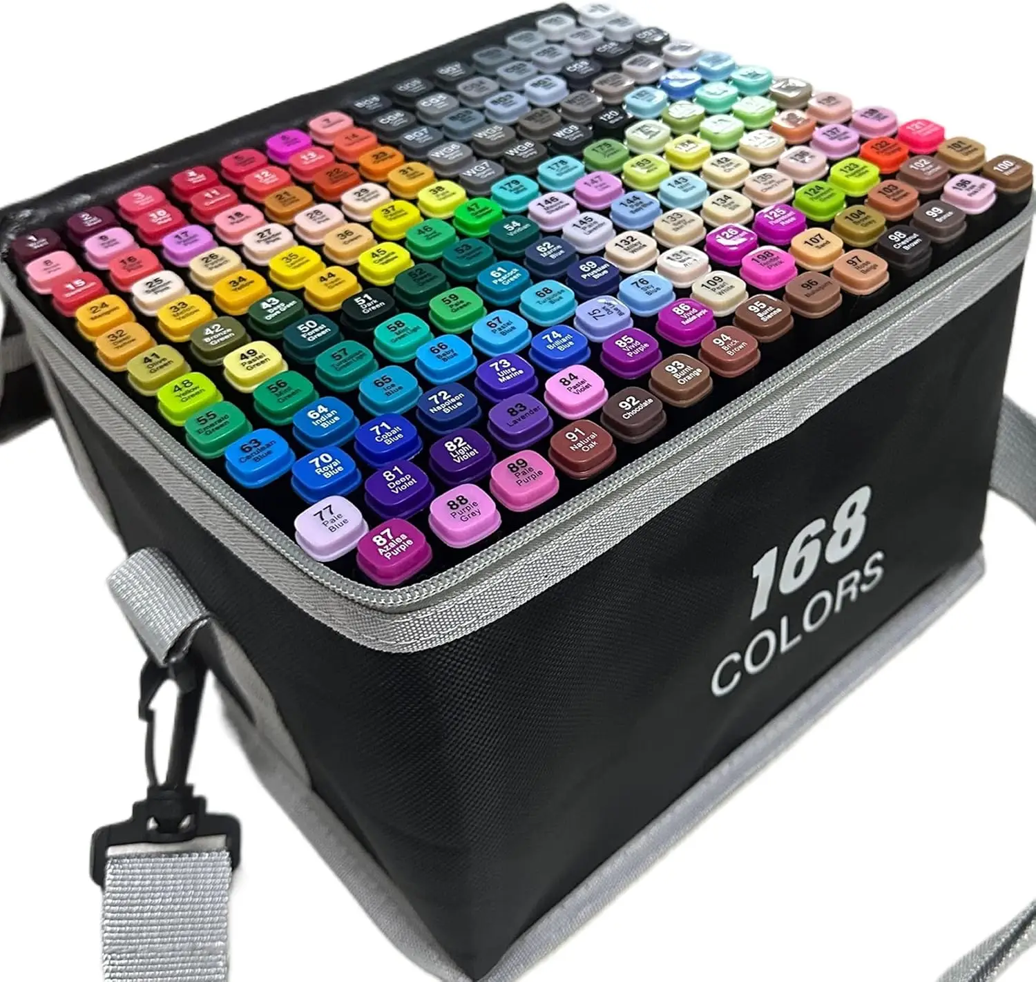 

168-Color Dual-Tip Markers Set with Shoulder Bag for Coloring, Drawing & Sketching - Perfect Gift for Kids, Teens, Artists