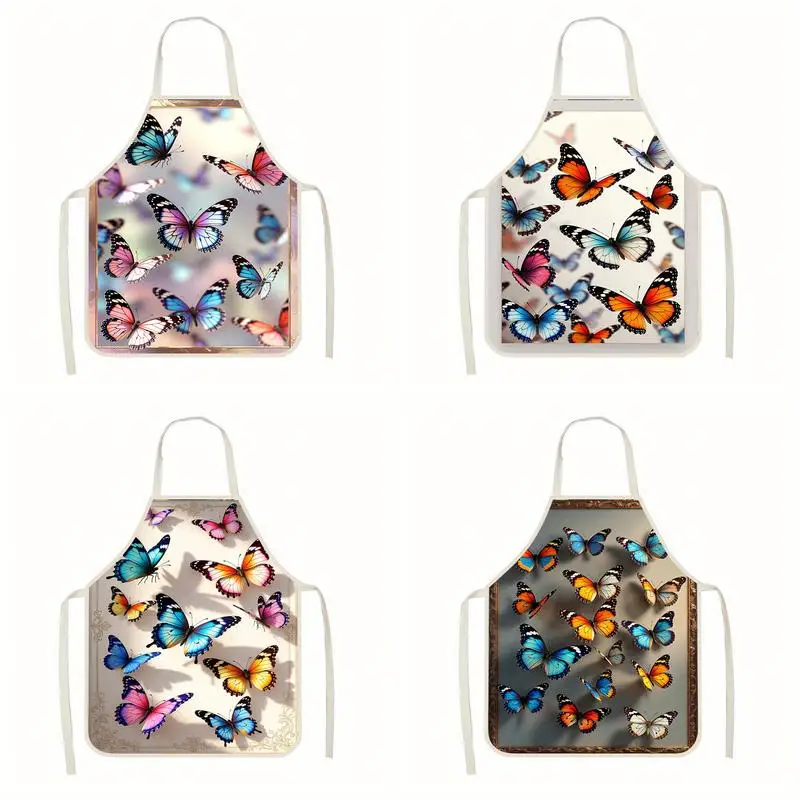 

Colorful Butterfly Aprons Linen Apron, Suitable For Kitchen Cooking, Parent-Child Interaction, Painting And Other Scenarios