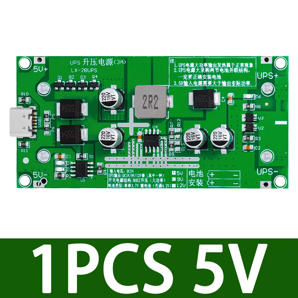 Type-C 15 W 3A 18650 lithiumbatterijladermodule DC-DC Step Up Booster Snel opladen UPS-voeding / converter 5 V 9 V 12 V