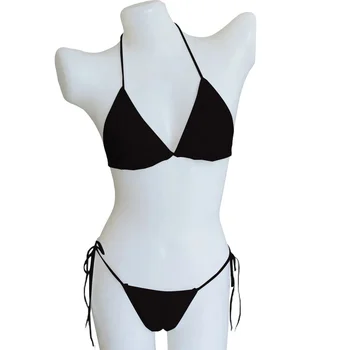 Conjunto de micro biquínis para mulheres, maiô sexy, trajes de banho de corte alto, swimwear push up, bandagem beachwear, conjuntos de biquíni sólido