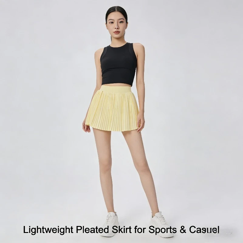 

Лето 2026, теннисная юбка с высокой талией и карманами для женщин, плиссированная юбка для велоспорта, спорта и фитнеса