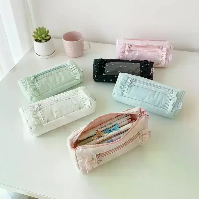 Transparent Pencil Case Clear Window Large Capacity Badge Display Multifunctional Pouch for Back to School Gifts