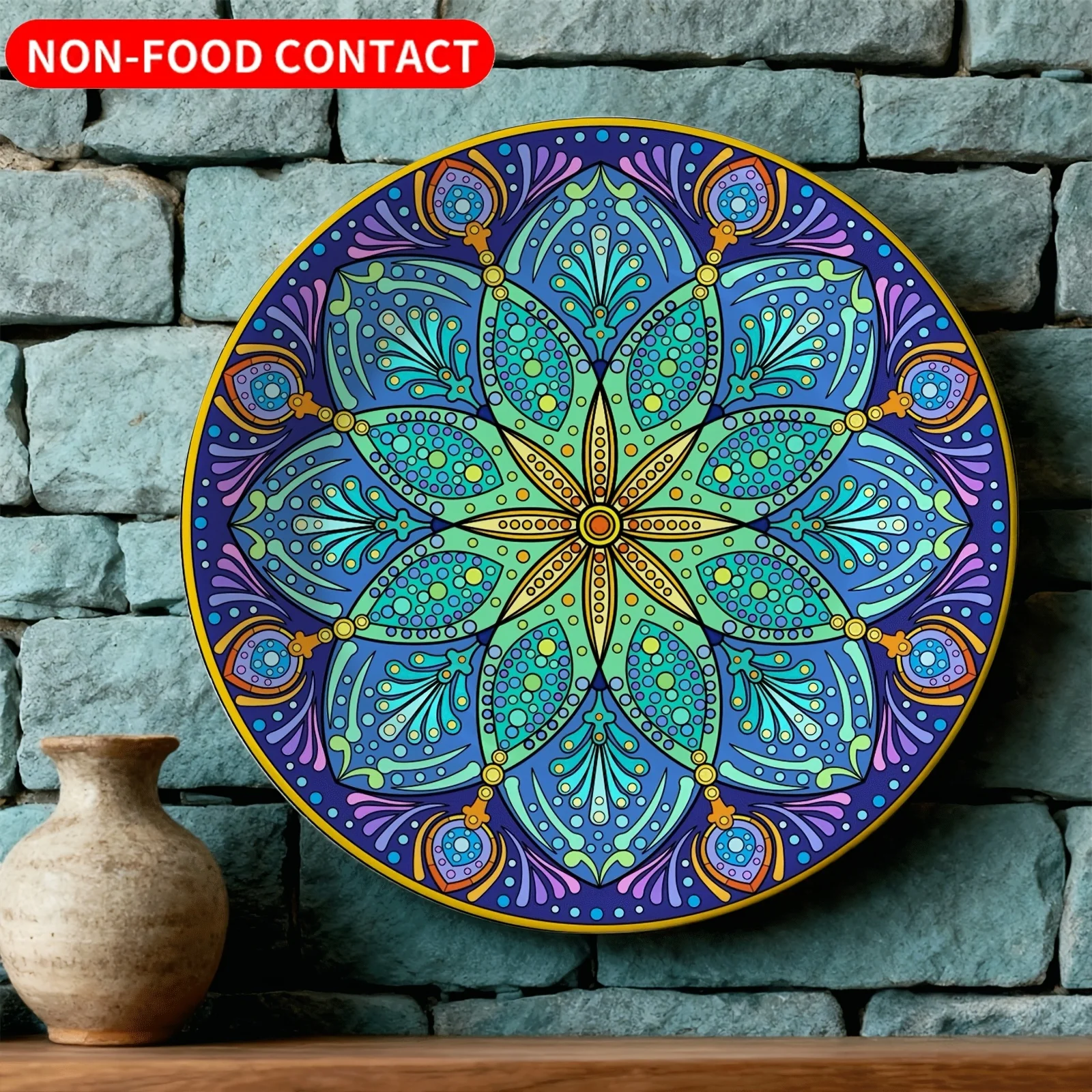 Bohemian Mandala Art Ceramic Decor Plate - Hanging Wall Art, Suitable for Families, Living Rooms, Offices, and Study Rooms
