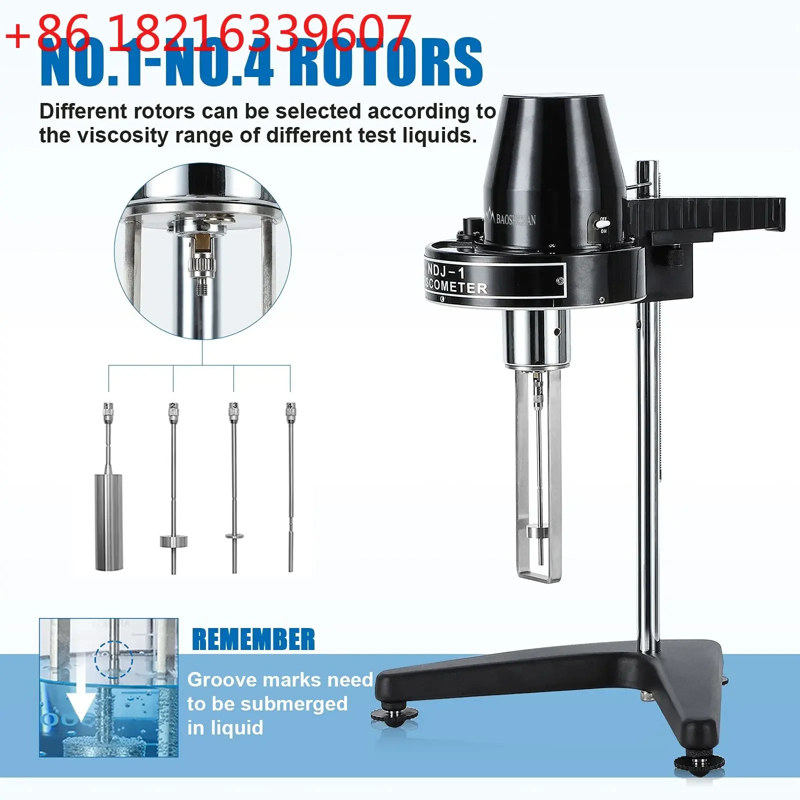 YAO NDJ-1 Rotary Viscometer Viscosity Tester with Rotors 1-4 10-100000mPa·s Fluidimeter Meter Newton Liquid Viscometer 110/220V