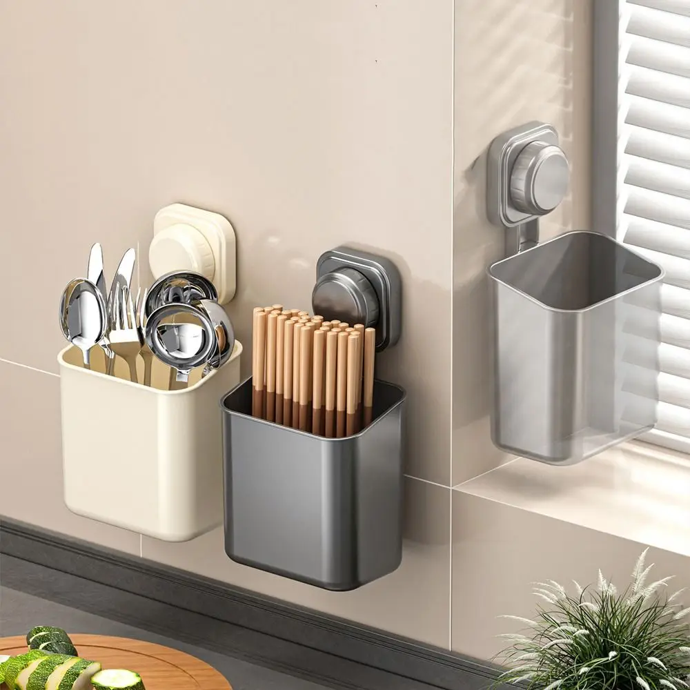 

Plastic Suction Cup Storage Box Punch-Free Removable Ginger Garlic Storage Baskets Wall Mounted Save Space