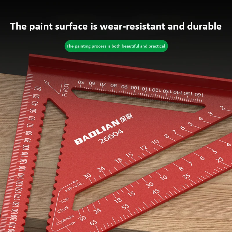 7/12 인치 삼각형 눈금자 고정밀 90도 목공 각도 눈금자 미터법 및 제국 알루미늄 합금 목공 도구