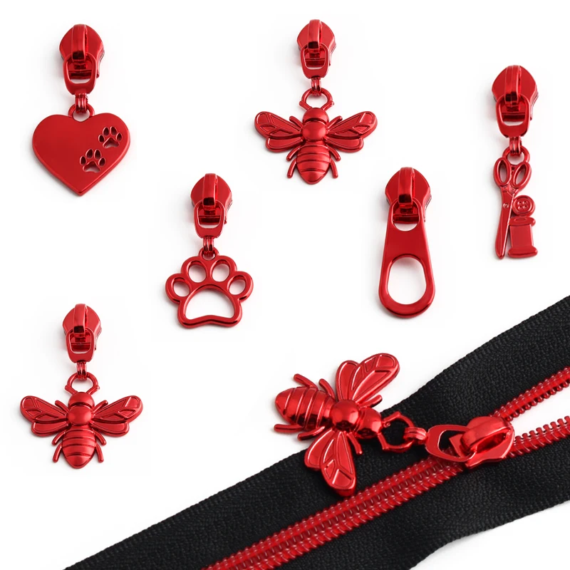 

5PCS Clothing Zipper Closure Bag Sewing Zipper Puller 5# Zipper Sliders for Nylon Zippers Tape DIY Handmade Supplies Accessories