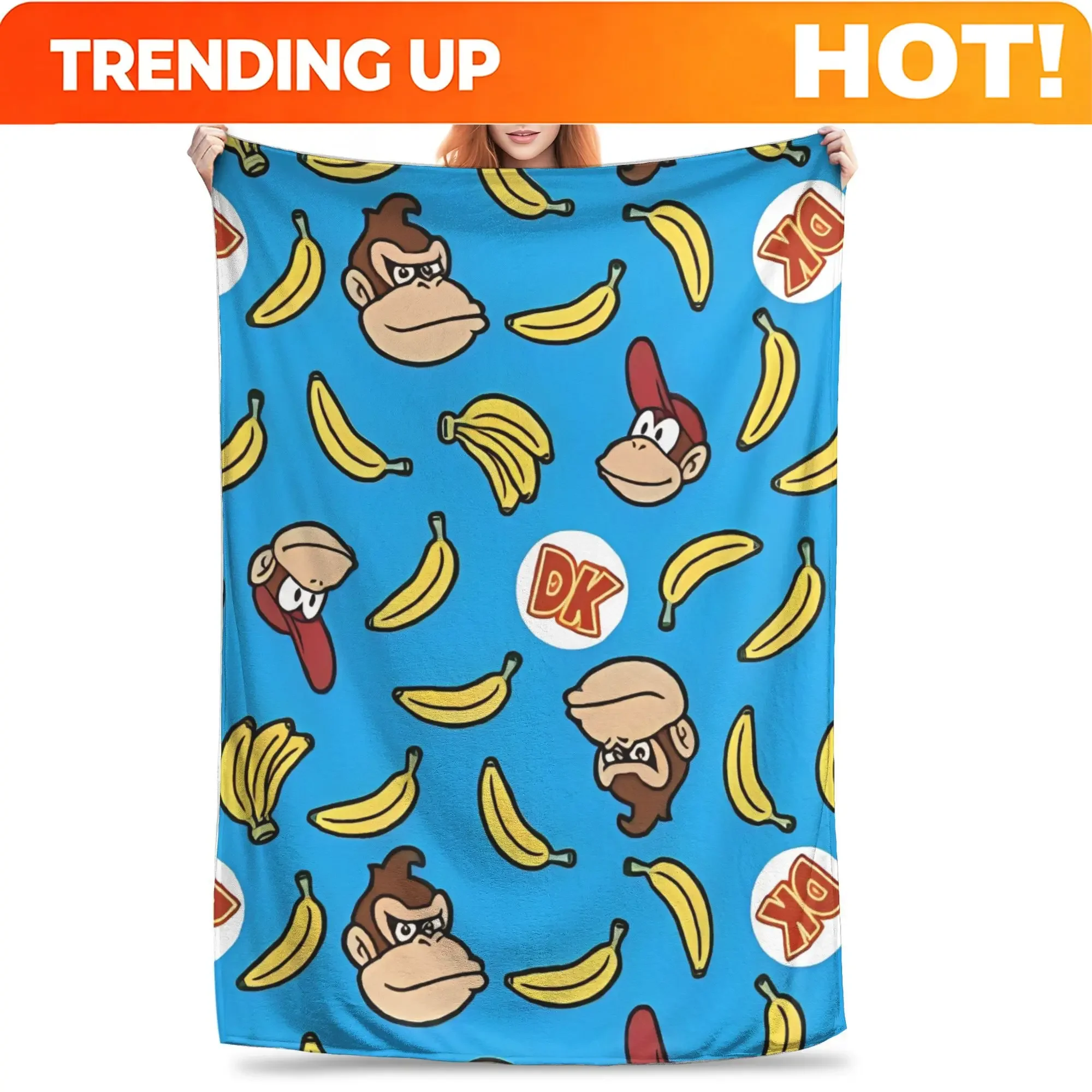 Custom Donkey Kong Arcade Game Plush Blanket Boy Girl Flannel Throw Blanket For Bedroom Warm Soft Design Quality Bedspread Gift