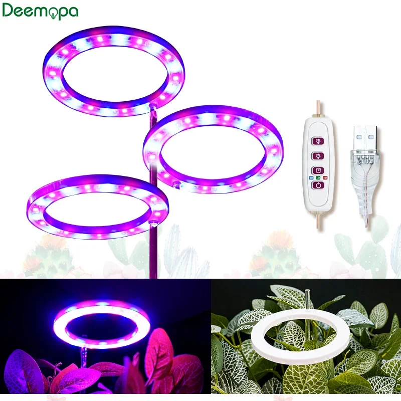 led anjo anel crescer planta luz usb phytolamp para plantas lampada de espectro completo mudas internas casa flor suculenta dc5v 01