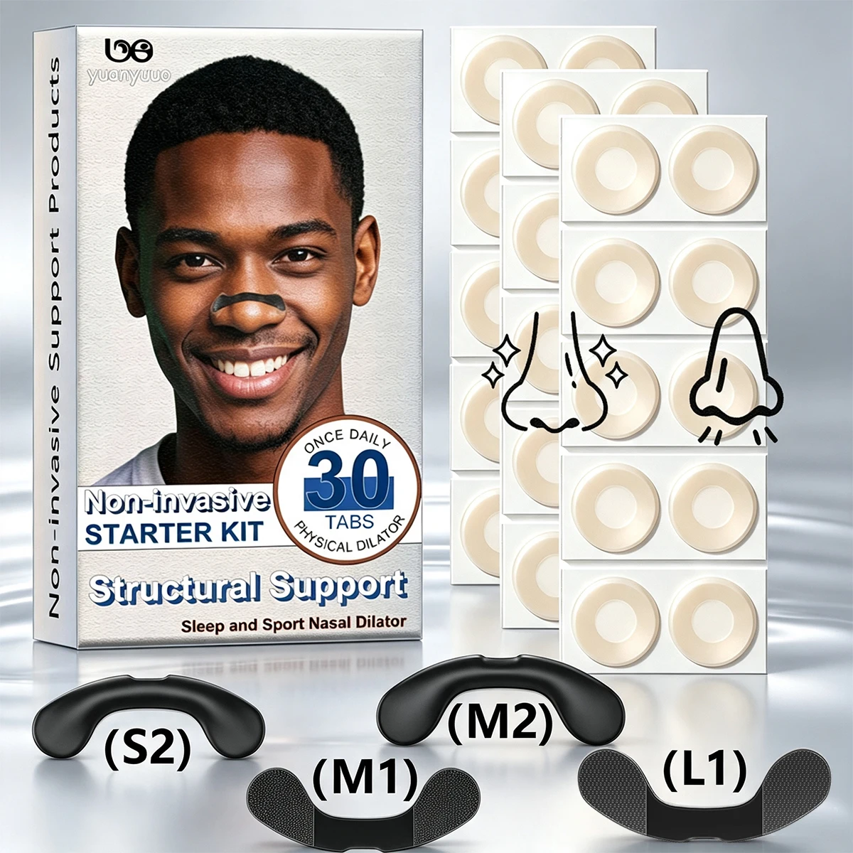 Nasendilatator Schlaf Nasenstreifen gegen Schnarchen Atemhilfen Starter-Kit Nasenatmungsstreifen Nasenstrips zur Luftdurchflussverbesserung – Detail 2
