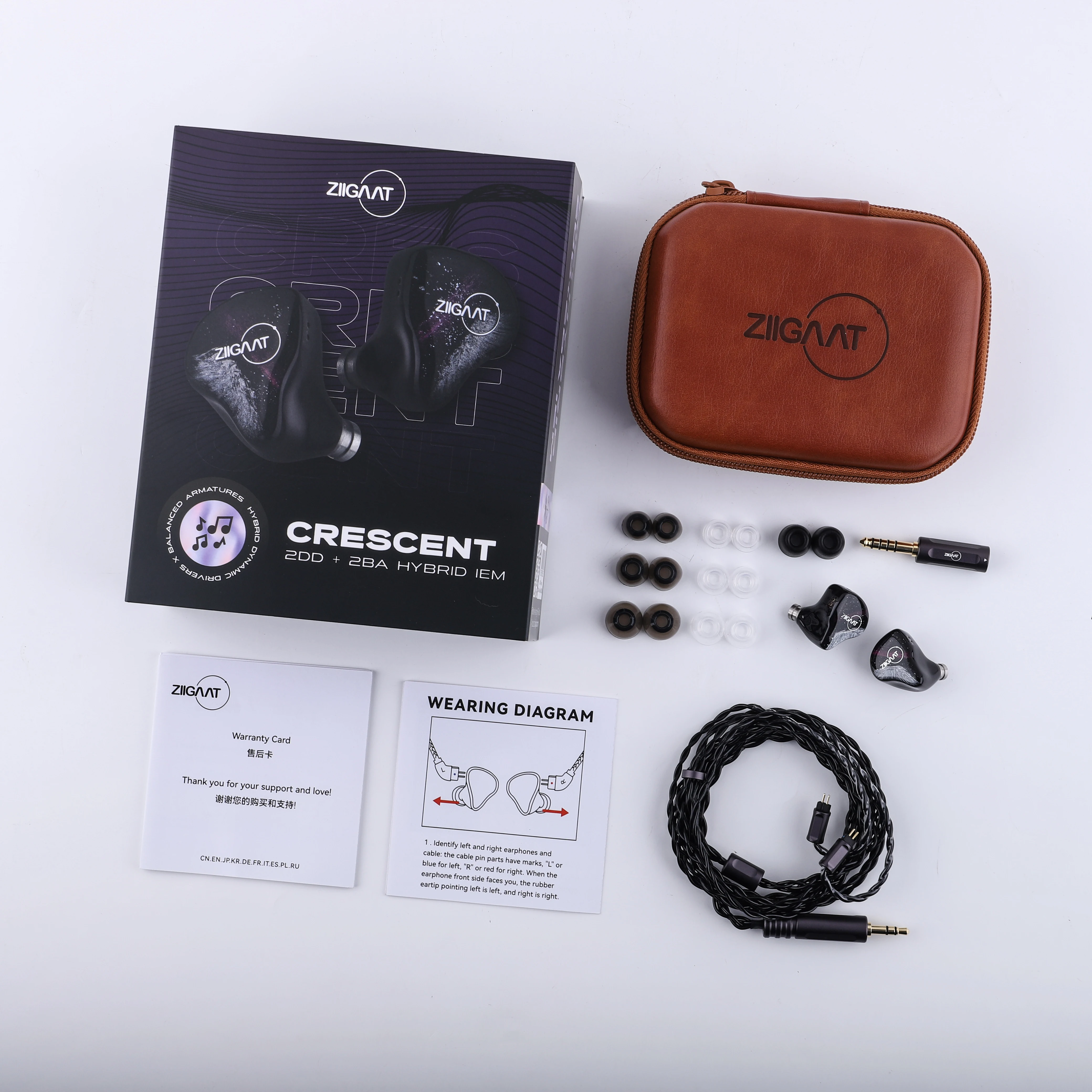 Linsoul ZiiGaat Crescent Premium 2DD+2BA Hybrid handgefertigter hochwertiger IEM-Hifi-Kopfhörer mit austauschbarem 2-poligem Anschlusskabel – Detail 10