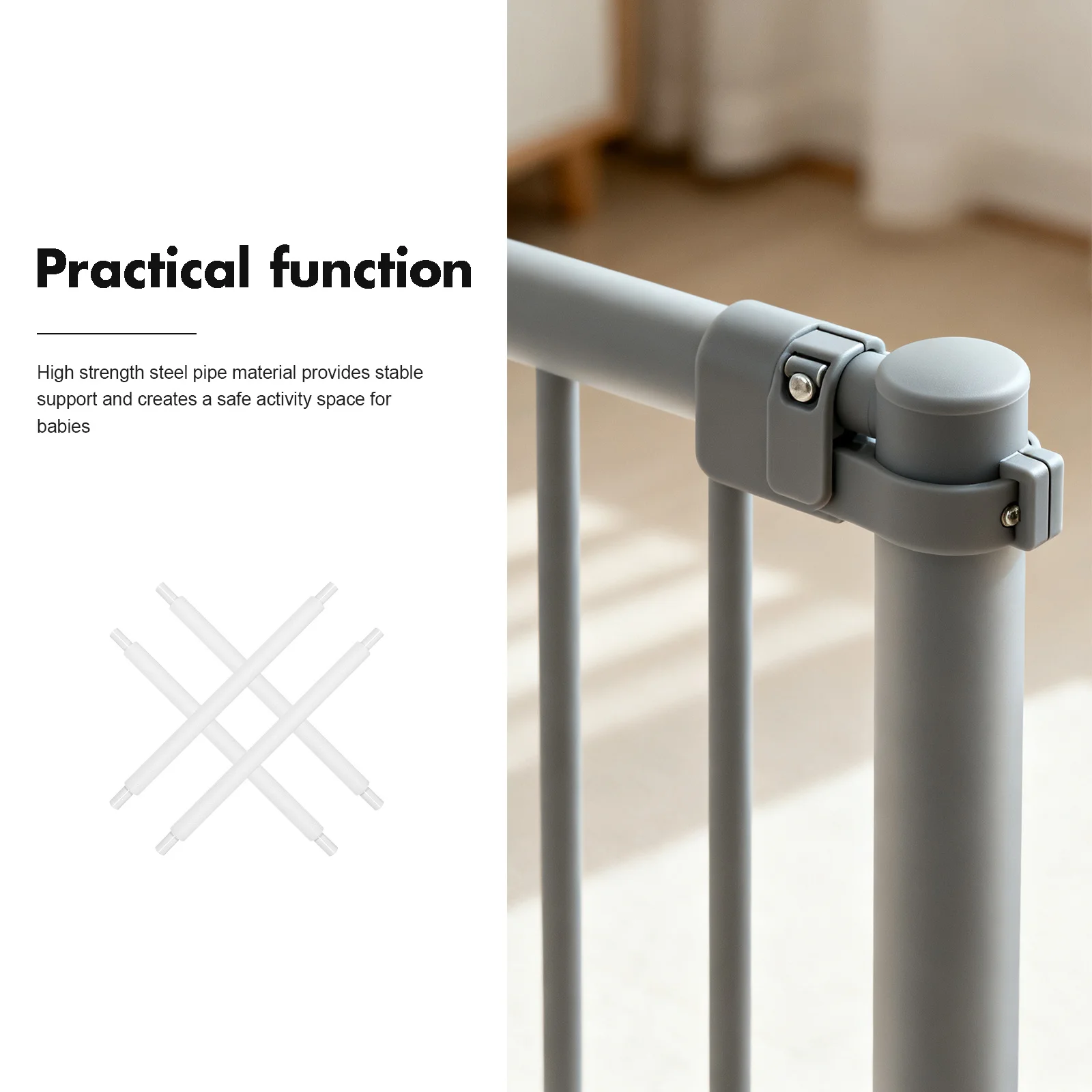 4 szt. Wymienne rury do kojeczek dziecięcych 58 cm, pręty ze stali nierdzewnej do ogrodzenia bezpieczeństwa dla niemowląt, łatwa instalacja, metalowe rury podtrzymujące.