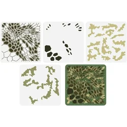 4 Pcs Layered Camo Stencils Template 11.8x11.8 inch Hexagonal Camouflage Painting Stencil Plastic Camouflage Gun Paint Stencil