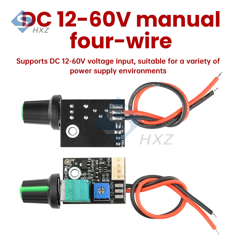 

12-60V 3A PWM Fan Speed Controller Manual Adjustable with Knob for 4-Wire PC CPU Chassis Industrial Cooling Fans 12V/24V/48V
