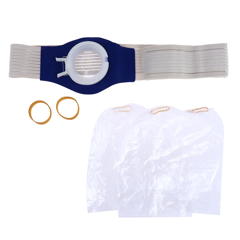 1 conjunto de bolsa drenável para colostomia e urostomia com cinto de ostomia para ileostomia, colostomia e desvio urinariano