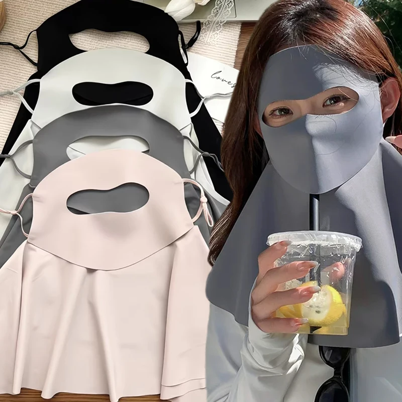 Drinking Facial Neck Masks Long Style Cool Ice Silk Knit Anti-ultraviolet Sunscreen Face Cover Breathable Clothing Accessories