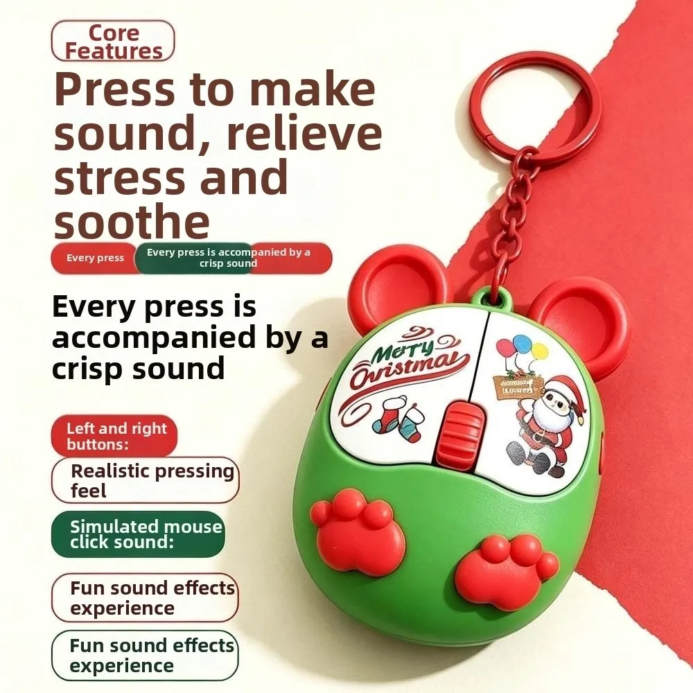 Light-emitting Glowing Christmas Key Chain Auditory-feedback Clickable LED Mouse Clicker Pocket-sized Lightweight