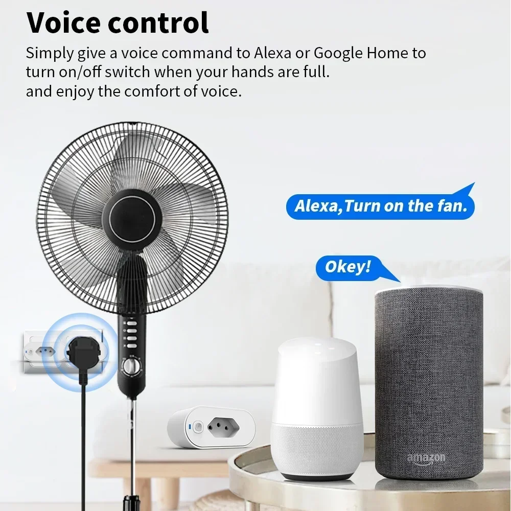 Tuya Wifi Socket Adaptador De Soquete Inteligente 16A Suporte Smart Life App التحكم Alexa Google Home Control vioce