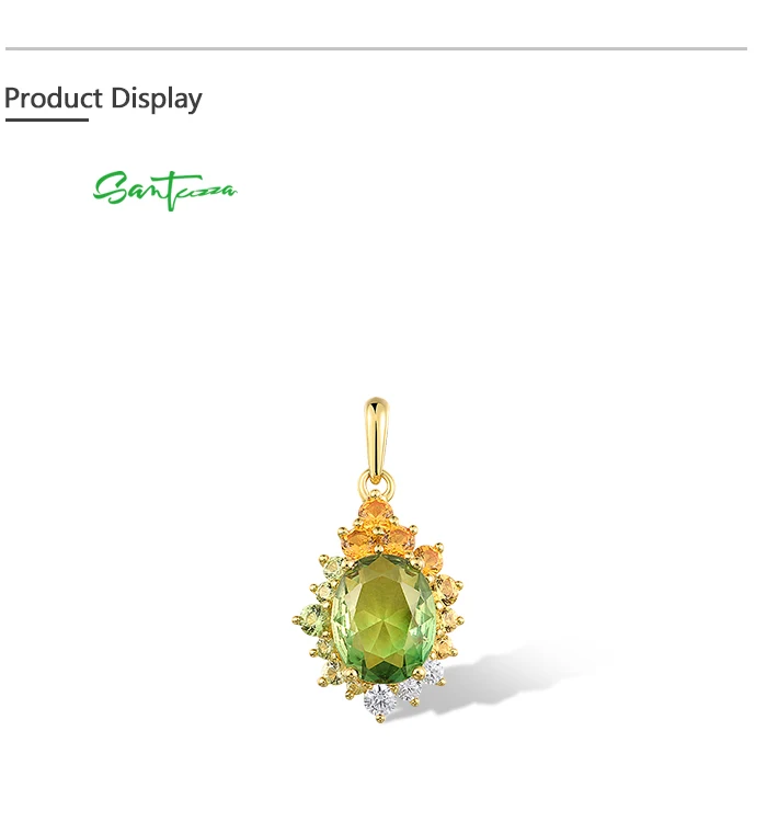 SANTUZZA Anhänger aus reinem 925er Sterlingsilber für Damen, funkelnder synthetischer grüner Spinell, farbenfrohe Geschenke für Hochzeiten und Partys, edler Schmuck – Detail 11