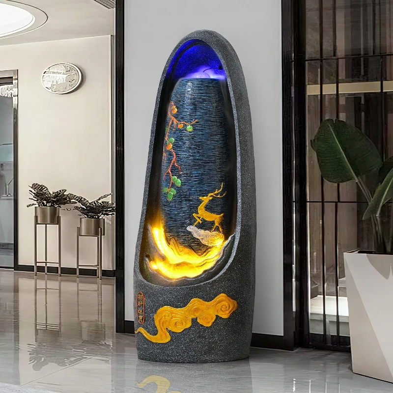 

New Chinese-style flowing water makes money ornaments, circulating water makes money, living room entrance floor water feature