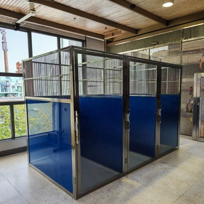 Commercial veterinary cage tempered glass 304 stainless steel dog house