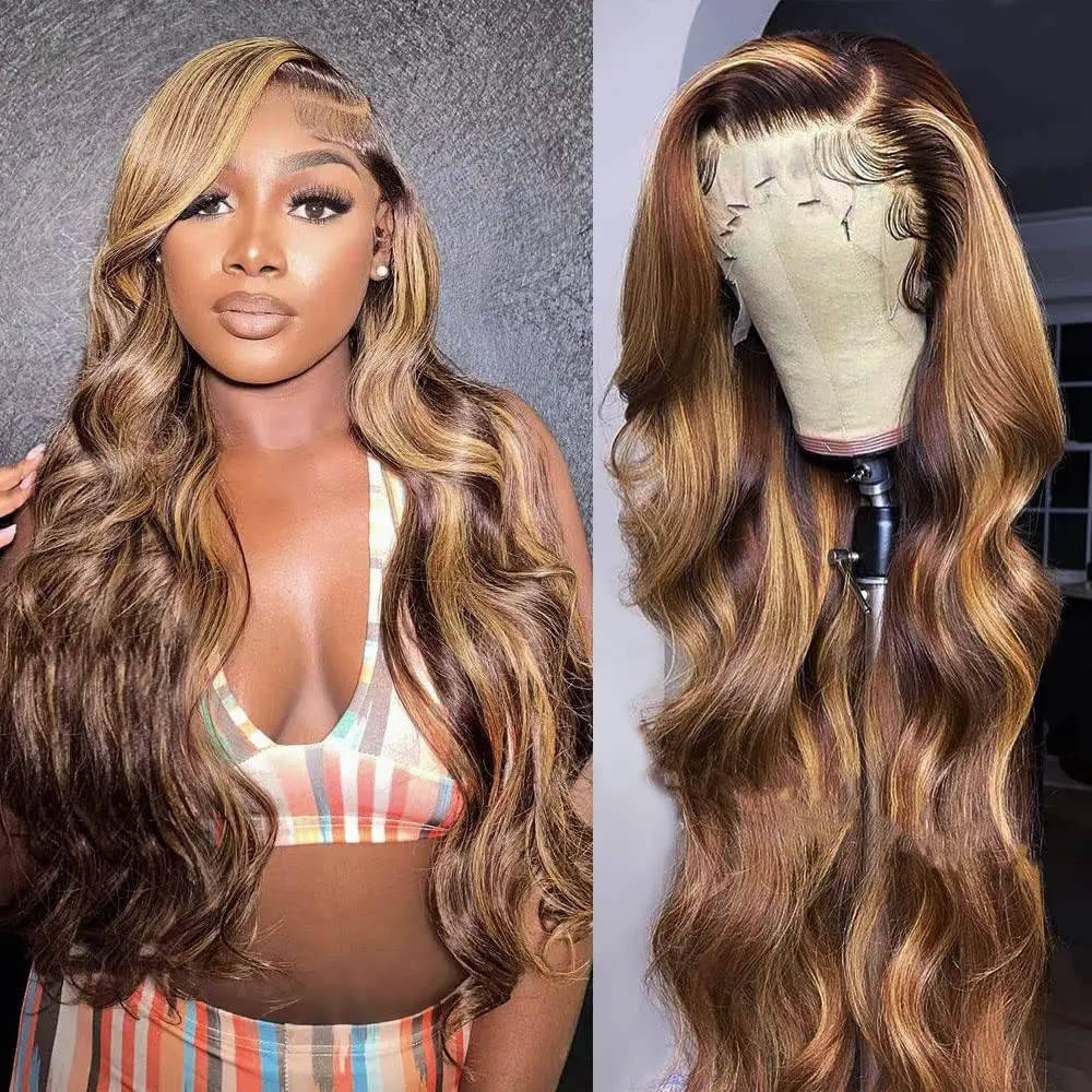 30 inch Highlight Lace Front Wig Human Hair 13x6 Ombre Blonde Lace Frontal Wig 13x4 Lace Front Wig Brazilian Curly   Wigs