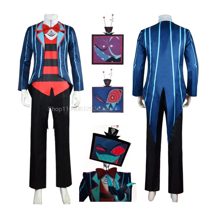 

Hazzbin Costume Cosplay Hotel Vox Cosplay Uniform Mask Suit Outfit Halloween Carnival Christmas Blue Red Suit Role Playing