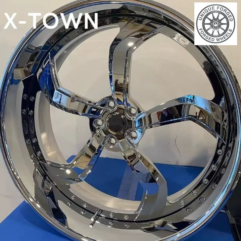 26 Style Custom Chrome Deep Lip Forged Wheels 18 19 20 22 24 Inch 5x127/5x120 5 Spoke 2 Piece Forged Wheels For Impala SS Reps W