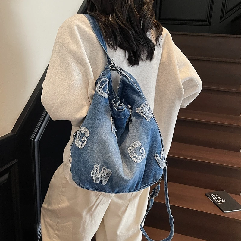 الدنيم عالية الجودة رسالة موضة حقائب الظهر عادية متعددة الاستخدامات 2025 رائجة البيع حقائب نسائية سستة العصرية حقيبة ظهر ذات سعة كبيرة