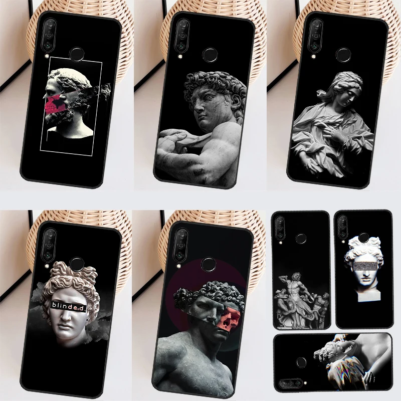 Greek Aesthetics Plaster statue For Huawei Nova 11i 8i 7i 3i Nova 10 9 SE 5T Y60 Y61 Y70 Y90 P20 P30 P40 Lite P60 Pro Case