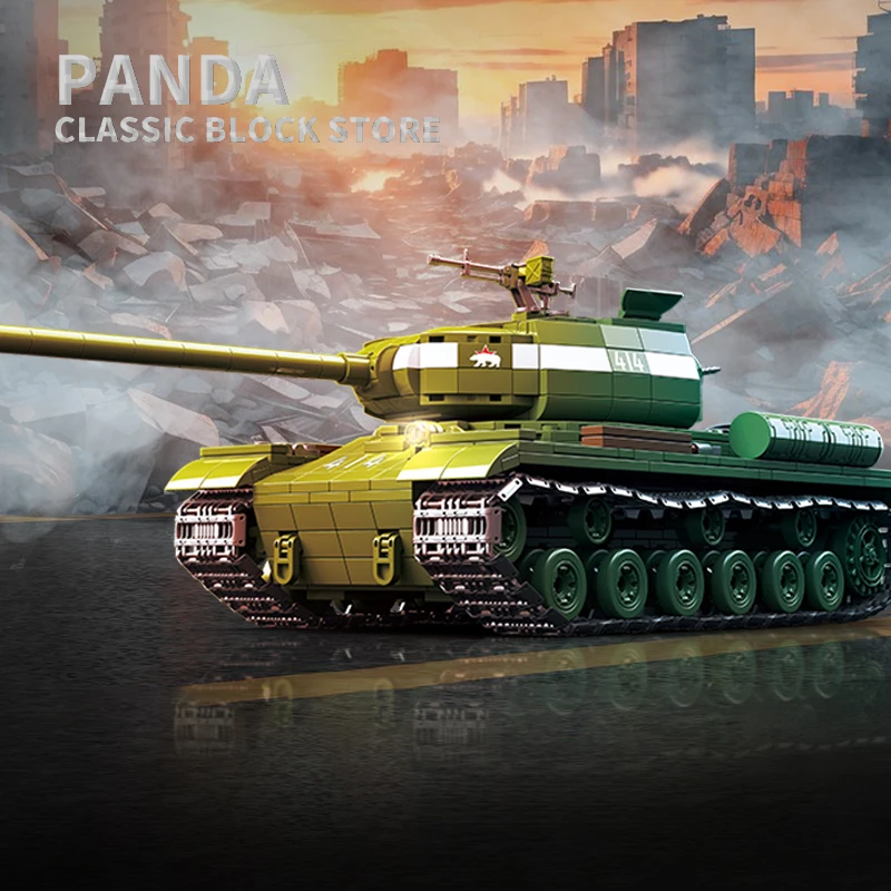 

Классическая модель строительных блоков тяжелого танка с подвижными дорожками, коллекция военных автомобилей, подарок для взрослых и детей