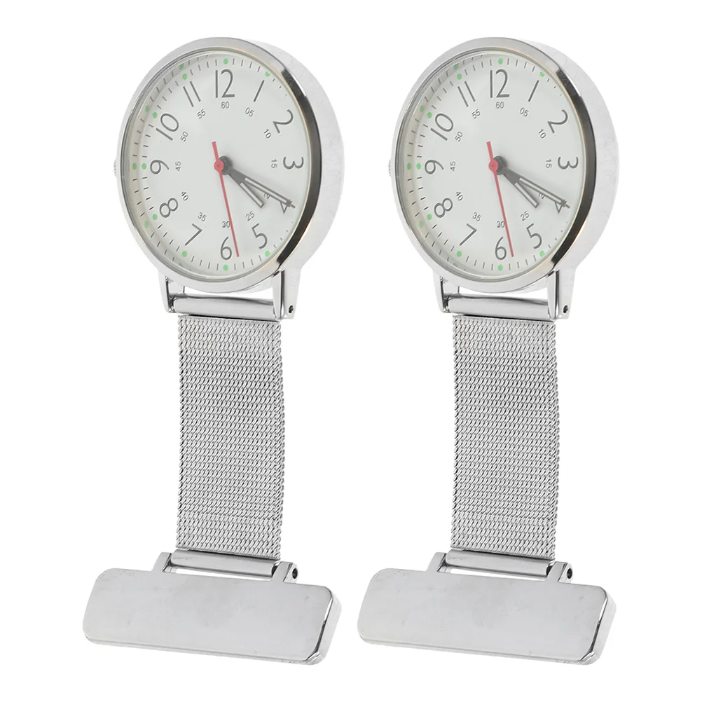 

2 Pcs Nurse Clip on Pocket Watches Digital Care Nursing Lapel Brooch Pin for Nurses Sturdy Metal Fob Watch