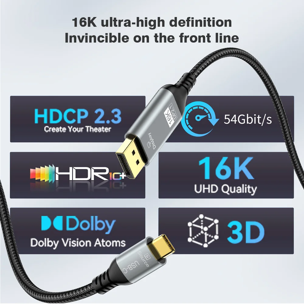 16K 30Hz Type C to HDMI Compatible Adapter Type C to HD USB C Adapter Cable Expansion Screen Laptop Projector HD Adapter