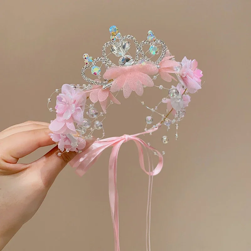 Serre-tête couronne de fleurs artificielles pour filles, bandeau floral doux, accessoire de coiffure pour fête, mariage, accessoires pour cheveux d'enfants