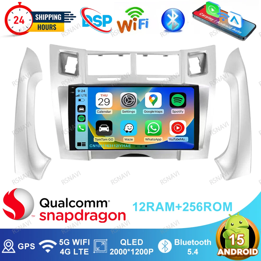 

Автомобильное радио Android 15 для Toyota Yaris Vizi 2005 2006 2007-2012 5G WIFI BT QLED, авторадио, головное устройство, беспроводной Carplay Auto DVD