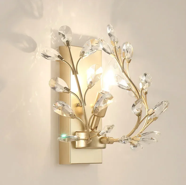 

E14 Wall Sconce Crystal Wall Light Simple And Creative Bedroom Bedside Wall Lamp Crystal Lights Gold For Home Ligting