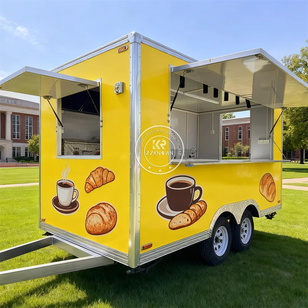 

Прицеп для общественного питания, прицеп для еды, полностью оборудованная мобильная тележка для мороженого, уличная тележка для кофе, грузовик для еды на продажу