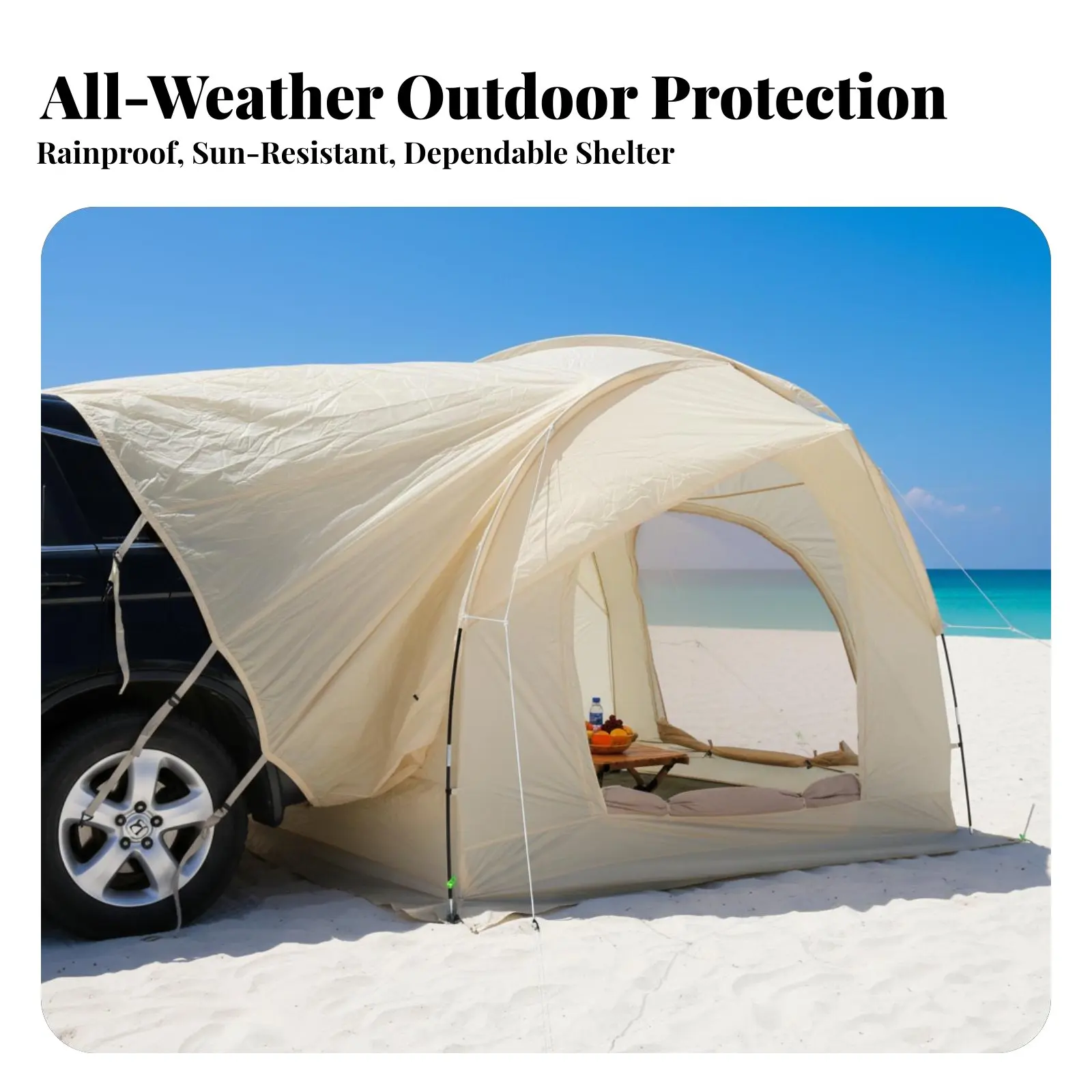 

Палатка-пристройка для автомобиля, снаряжение для кемпинга на природе, водонепроницаемая, с защитой от солнца, просторная, для семейных путешествий
