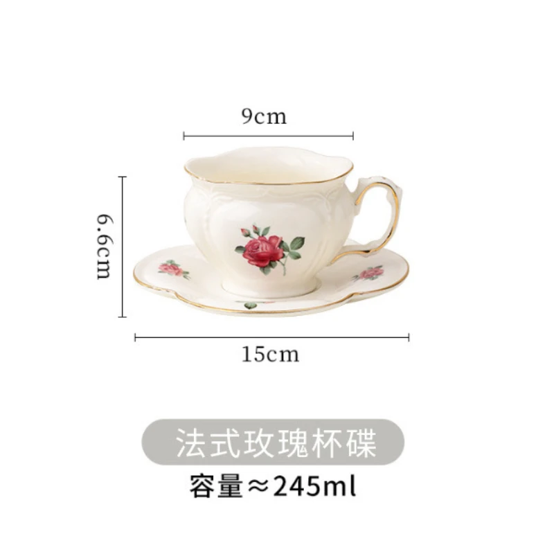 Retro Rose Pattern Coffee Cup Set Ceramic European Style Teapot Freehand Painting Flower Tea Cups Home High Appearance Water Mug