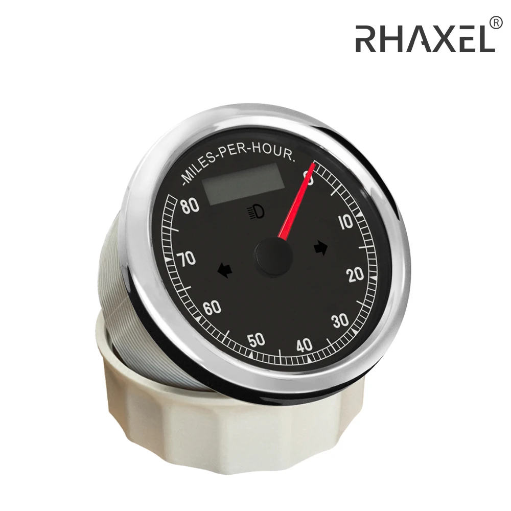 RHAXEL 85mm GPS Speedometer 80MPH 150MPH Meileage Adjustable with White Backlight for Car Trucks Motorcycle 9-32V